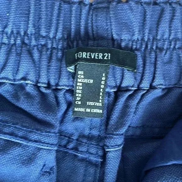 [L] Forever  21 Navy Blue Vintage Cargo Pants Double Pocket WMN - Picture 5 of 11